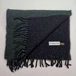 The Andover Shop Baby Alpaca Reversible Blue & Green Fringe Scarf Unisex